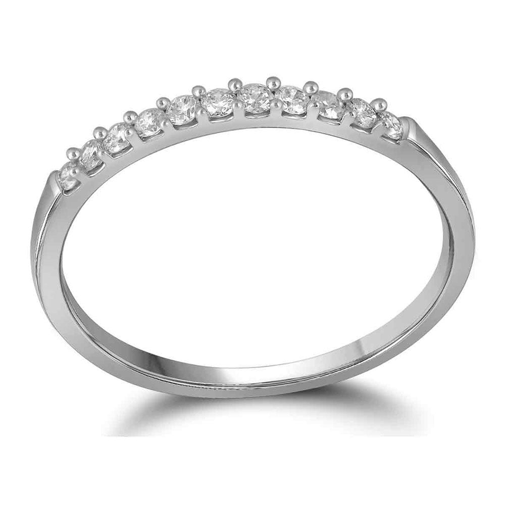 10kt White Gold Womens Round Diamond Wedding Band Ring 1/6 Cttw