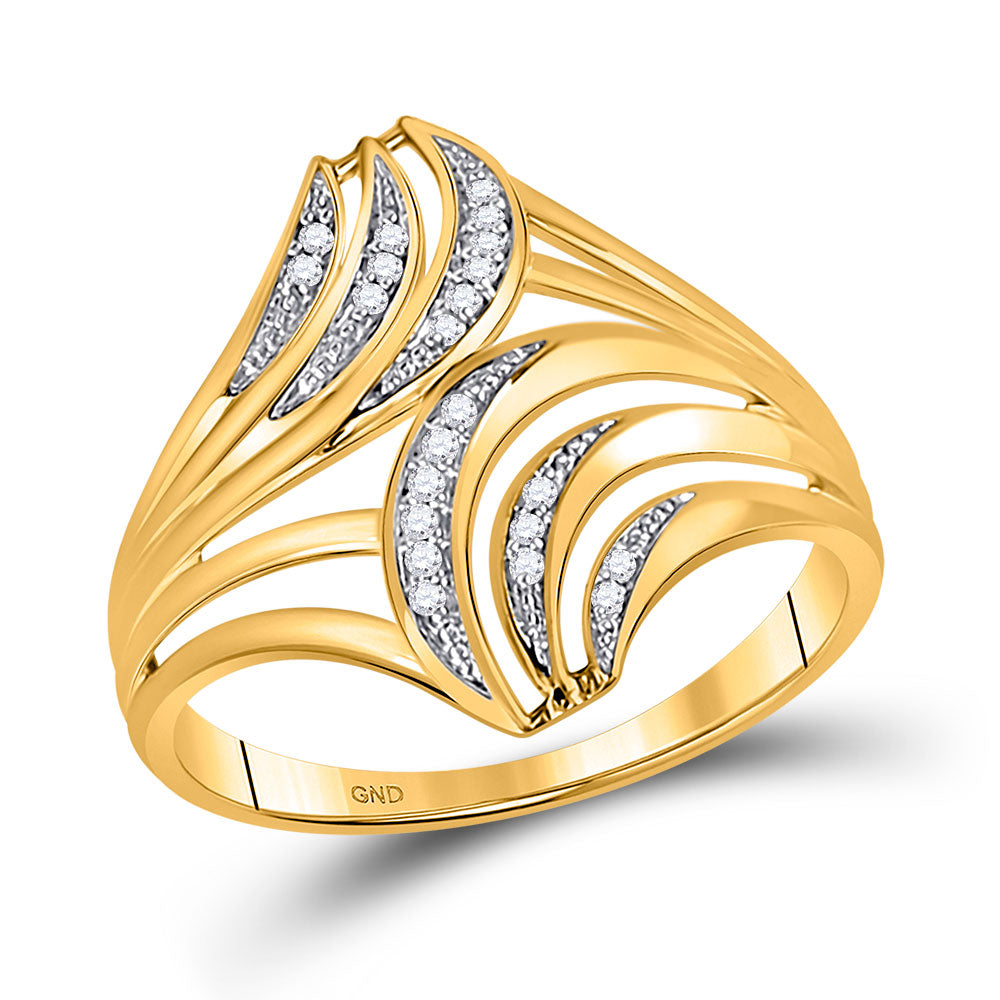 10kt Yellow Gold Womens Round Diamond Fashion Ring 1/20 Cttw