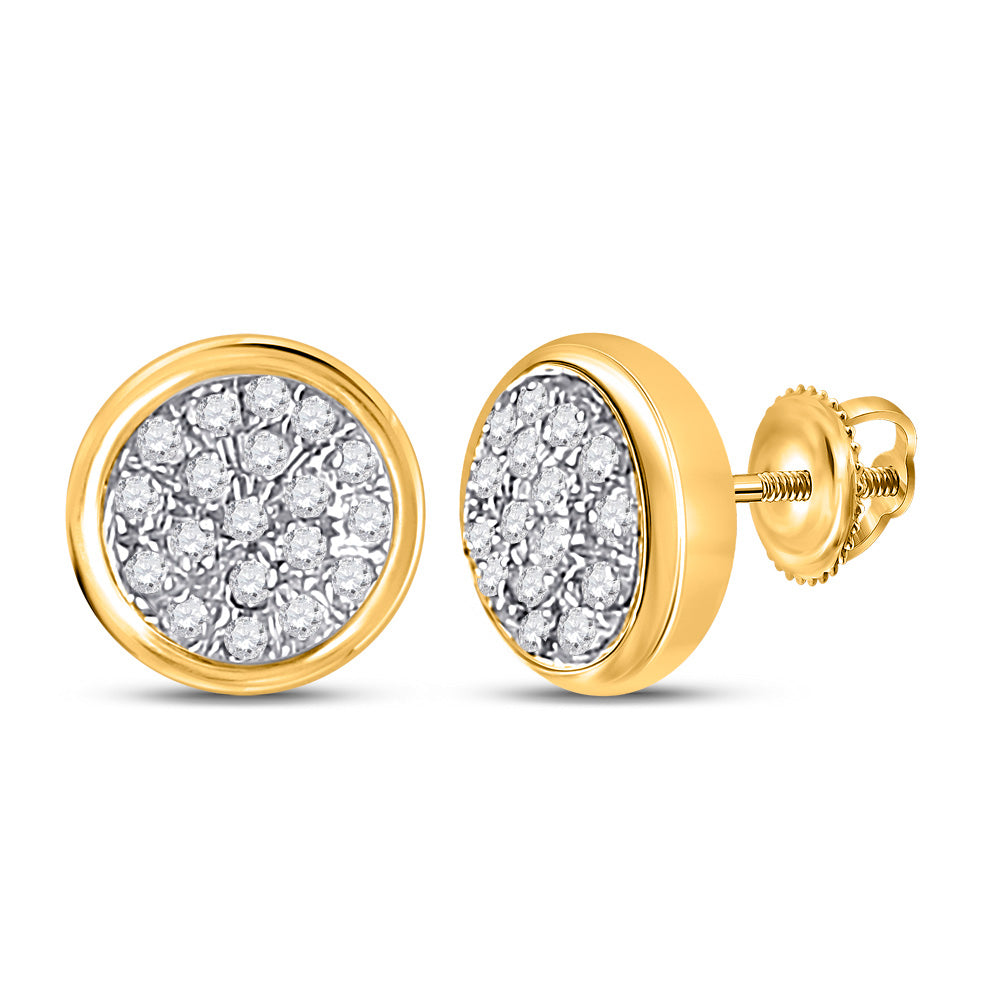 10kt Yellow Gold Womens Round Diamond Cluster Earrings 1/10 Cttw