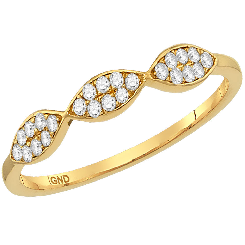 14kt Yellow Gold Womens Round Diamond Oval Stackable Band Ring 1/8 Cttw