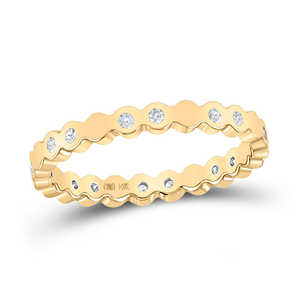 14kt Yellow Gold Womens Round Diamond Machine-Set Band Ring 1/8 Cttw