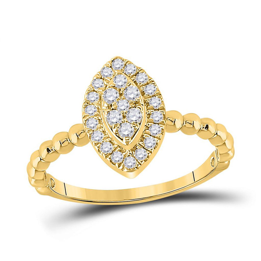 10kt Yellow Gold Womens Round Diamond Oval Cluster Ring 1/3 Cttw
