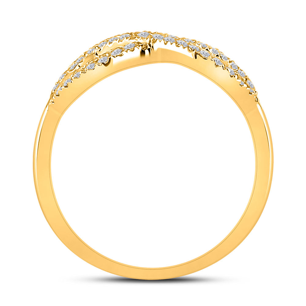 10kt Yellow Gold Womens Round Diamond Infinity Ring 1/3 Cttw