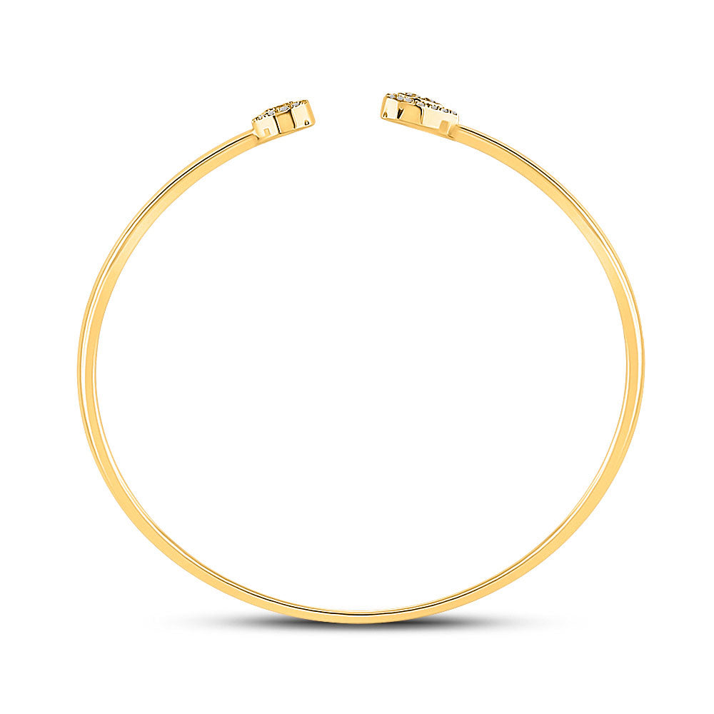 10kt Yellow Gold Womens Round Diamond Cluster Bangle Bracelet 1/5 Cttw
