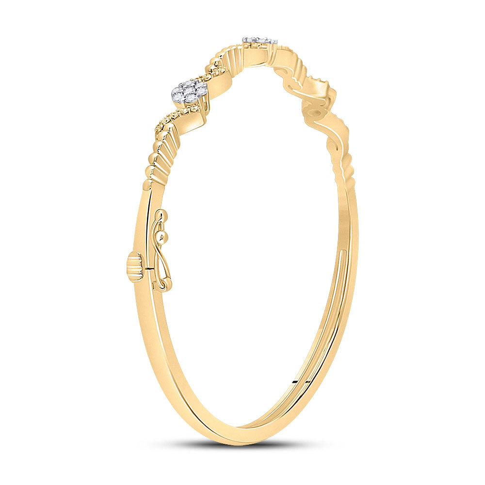 14kt Yellow Gold Womens Round Diamond Bangle Bracelet 1/2 Cttw