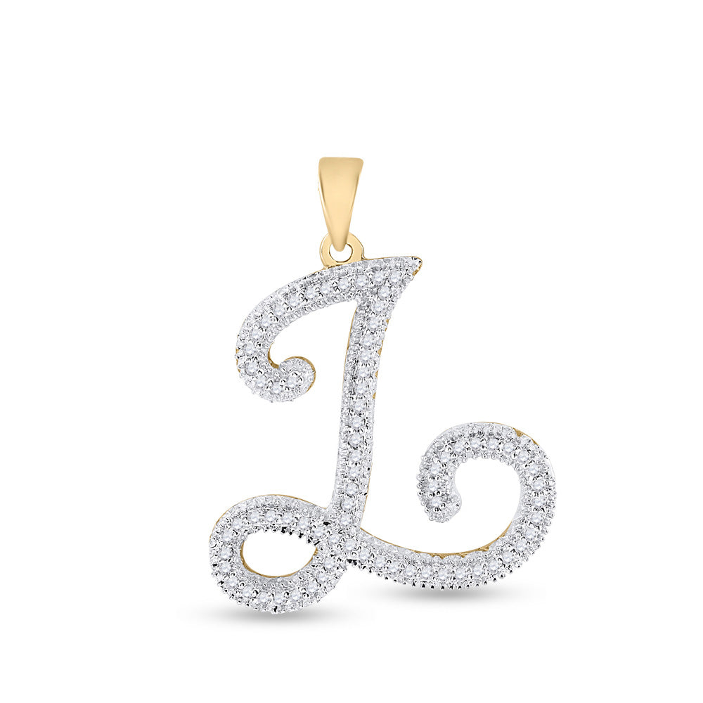 10kt Yellow Gold Womens Round Diamond Initial L Letter Pendant 1/5 Cttw