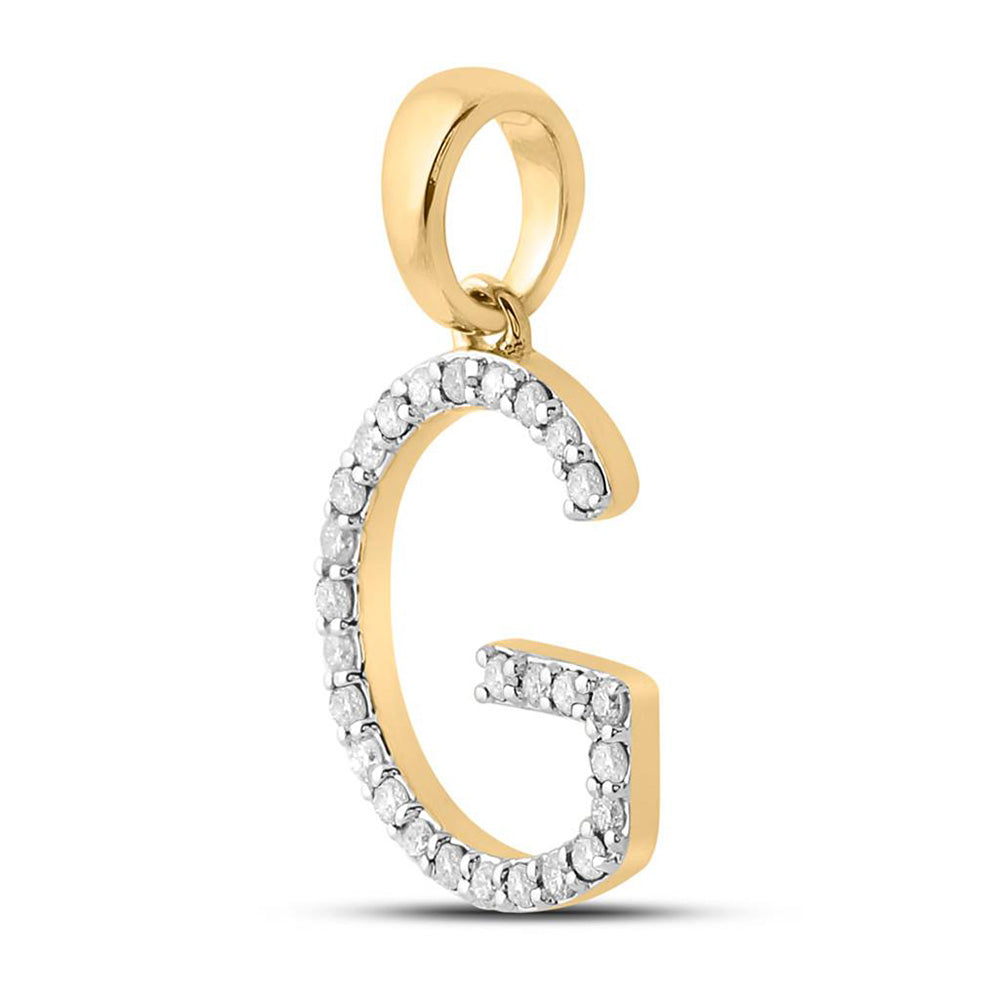 10kt Yellow Gold Womens Round Diamond G Initial Letter Pendant 1/5 Cttw