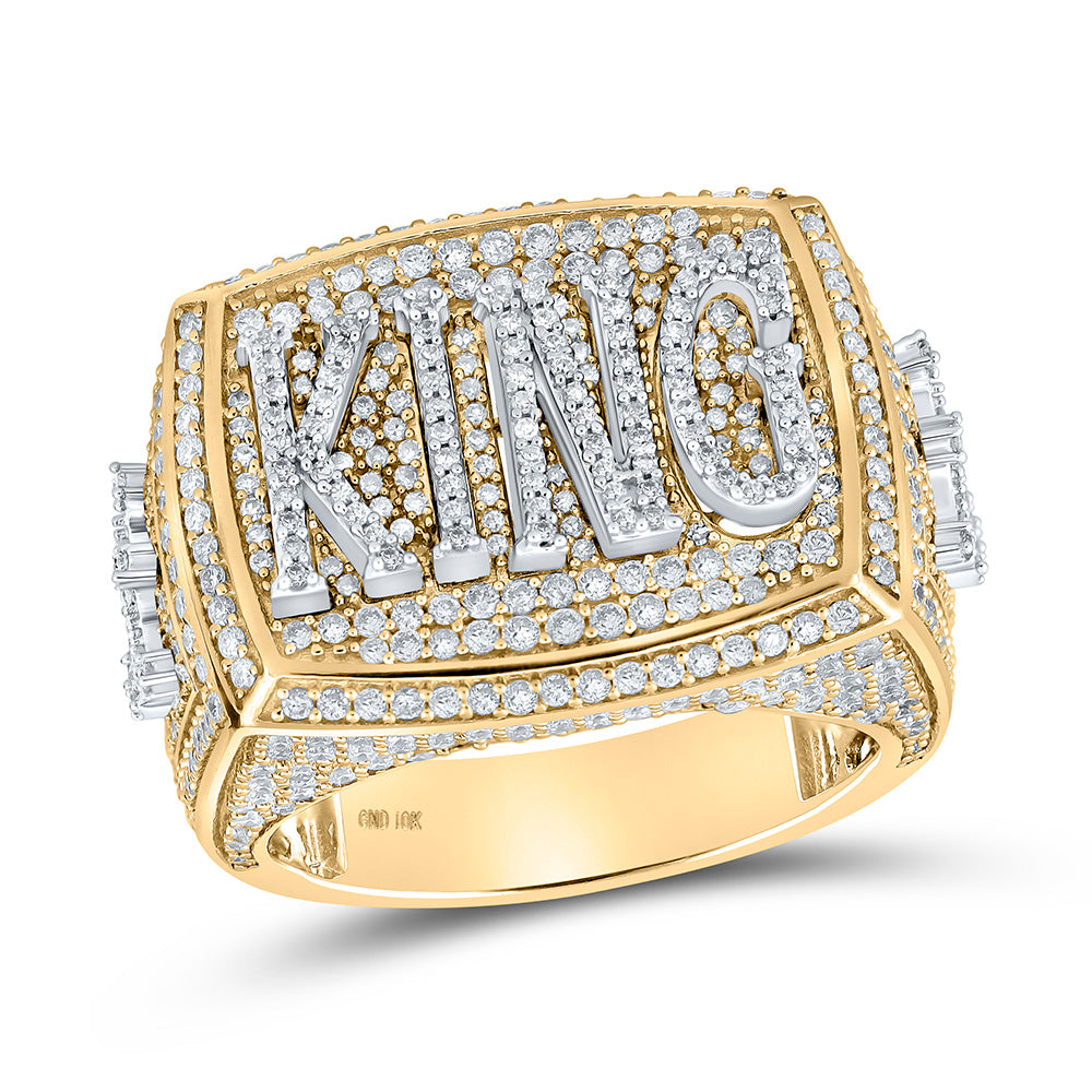 10kt Two-tone Gold Mens Round Diamond King Ring 2-3/4 Cttw