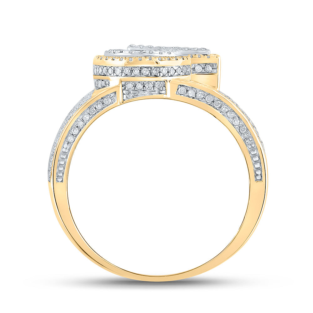 10kt Two-tone Gold Mens Round Diamond Initial J Letter Ring 1-1/5 Cttw