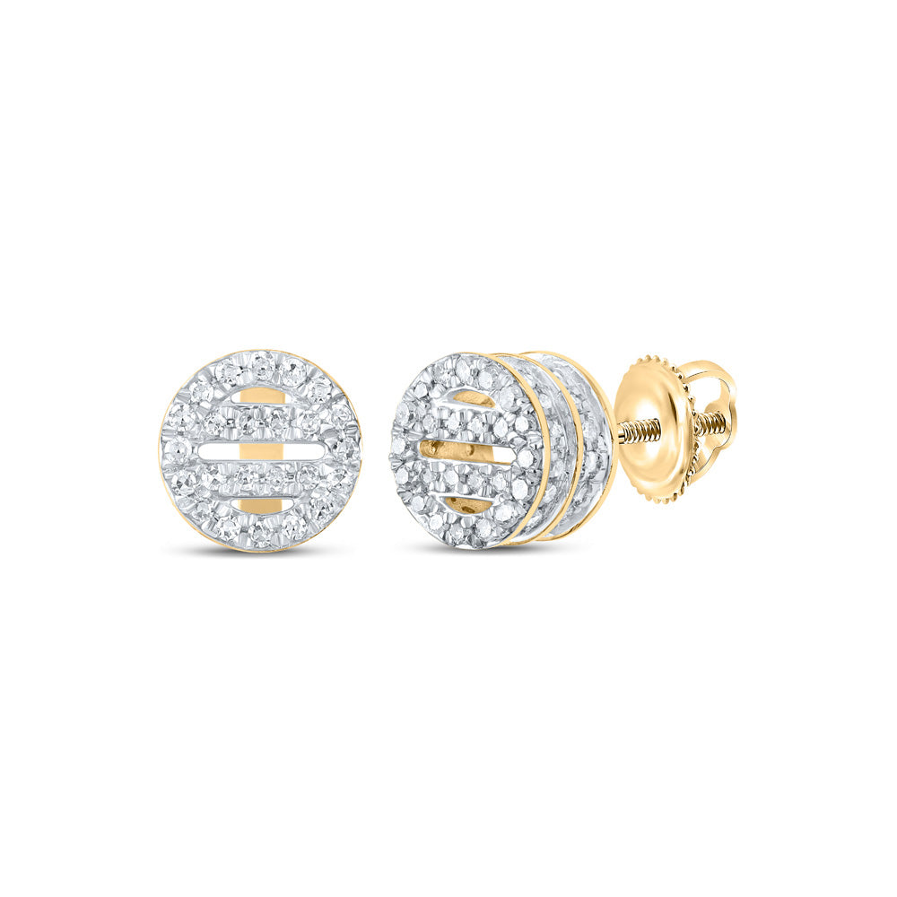 10kt Yellow Gold Womens Round Diamond Circle Earrings 1/3 Cttw