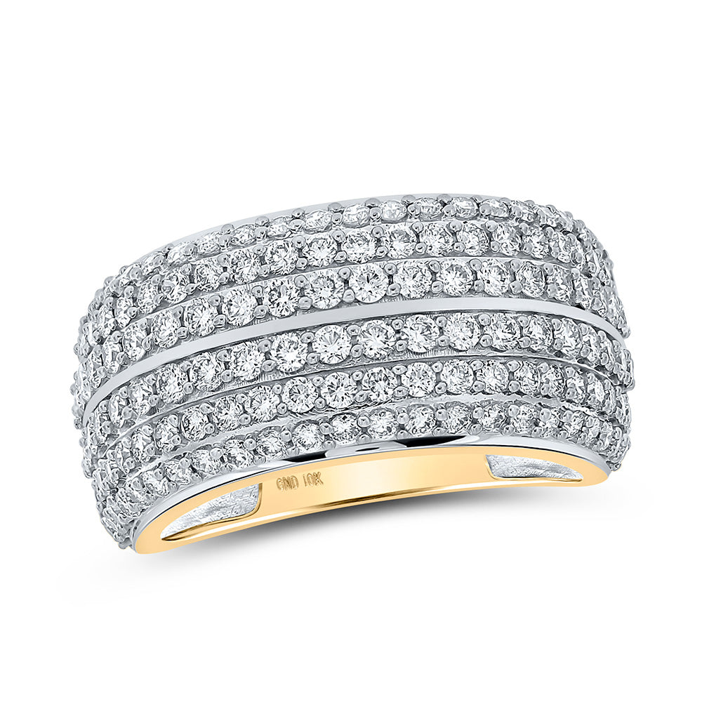 10kt Yellow Gold Mens Round Diamond Pave-set Band Ring 2-1/2 Cttw