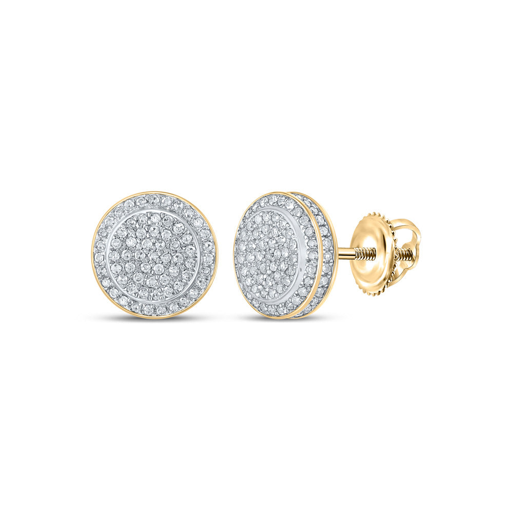 10kt Yellow Gold Womens Round Diamond Circle Earrings 1/2 Cttw