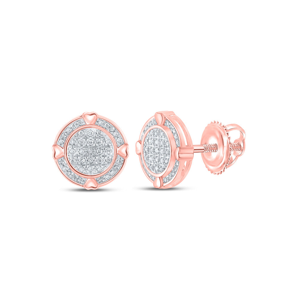 10kt Rose Gold Womens Round Diamond Circle Earrings 1/4 Cttw