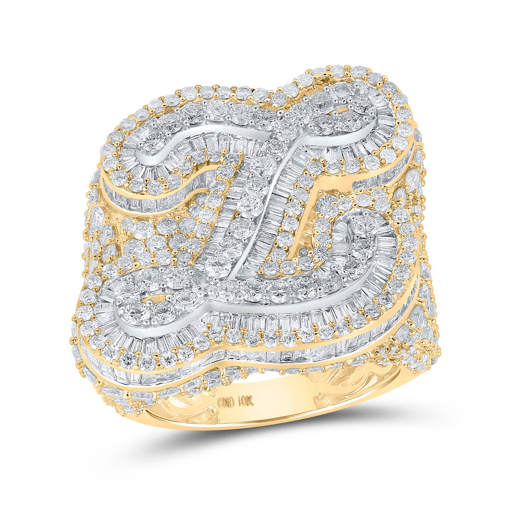 10kt Two-tone Gold Mens Baguette Diamond Z Initial Letter Ring 9-3/8 Cttw