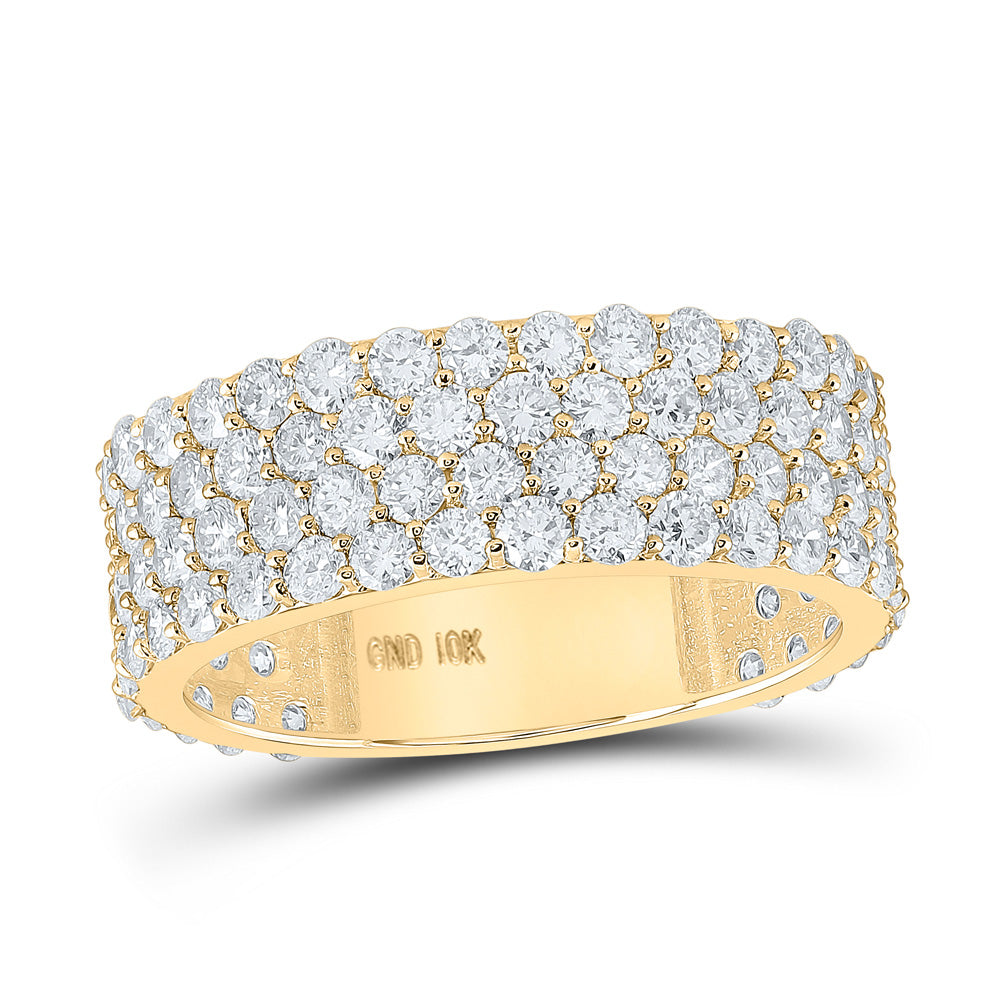 10kt Yellow Gold Mens Round Diamond 4-Row Band Ring 4-1/4 Cttw