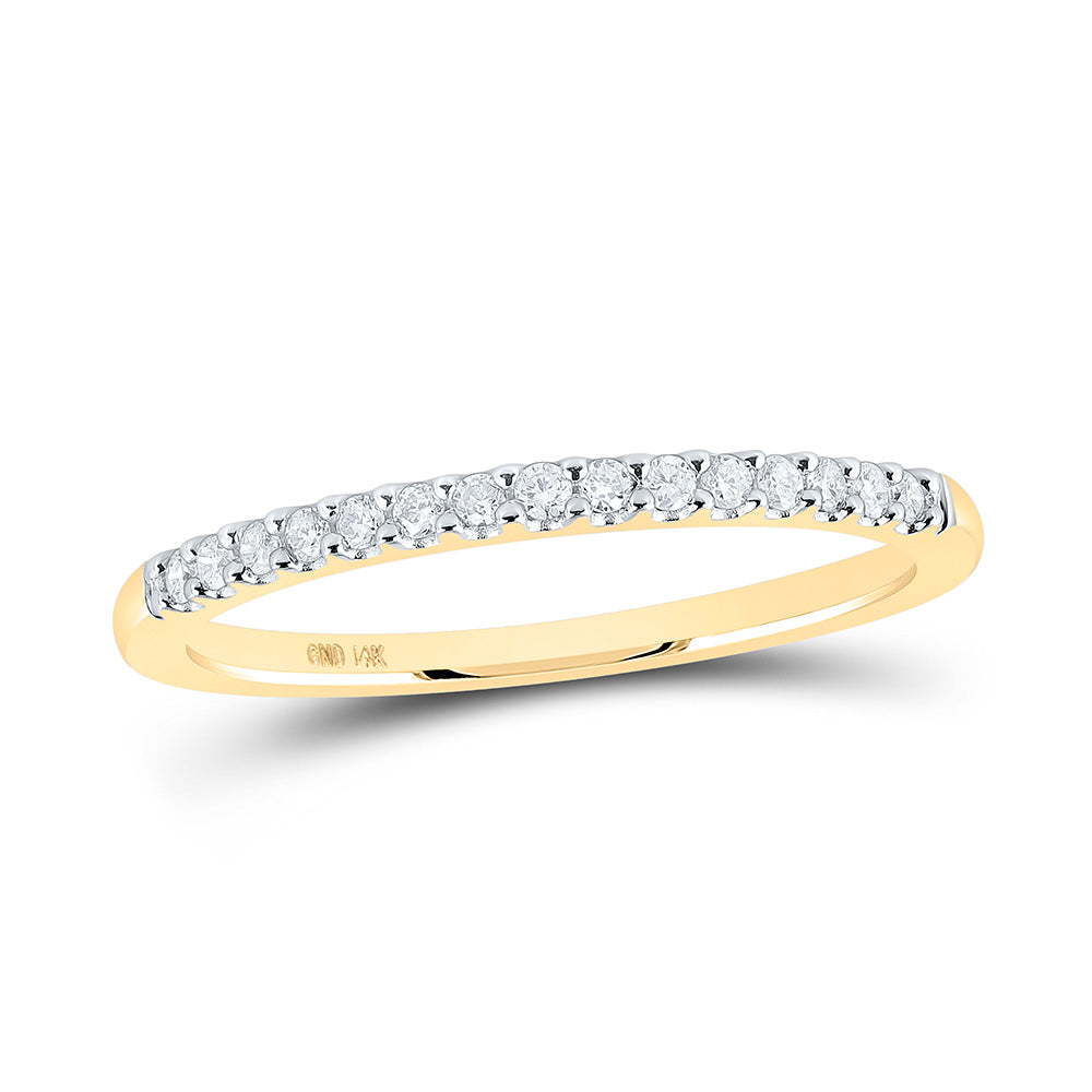 14kt Yellow Gold Womens Round Diamond Single Row Band Ring 1/6 Cttw