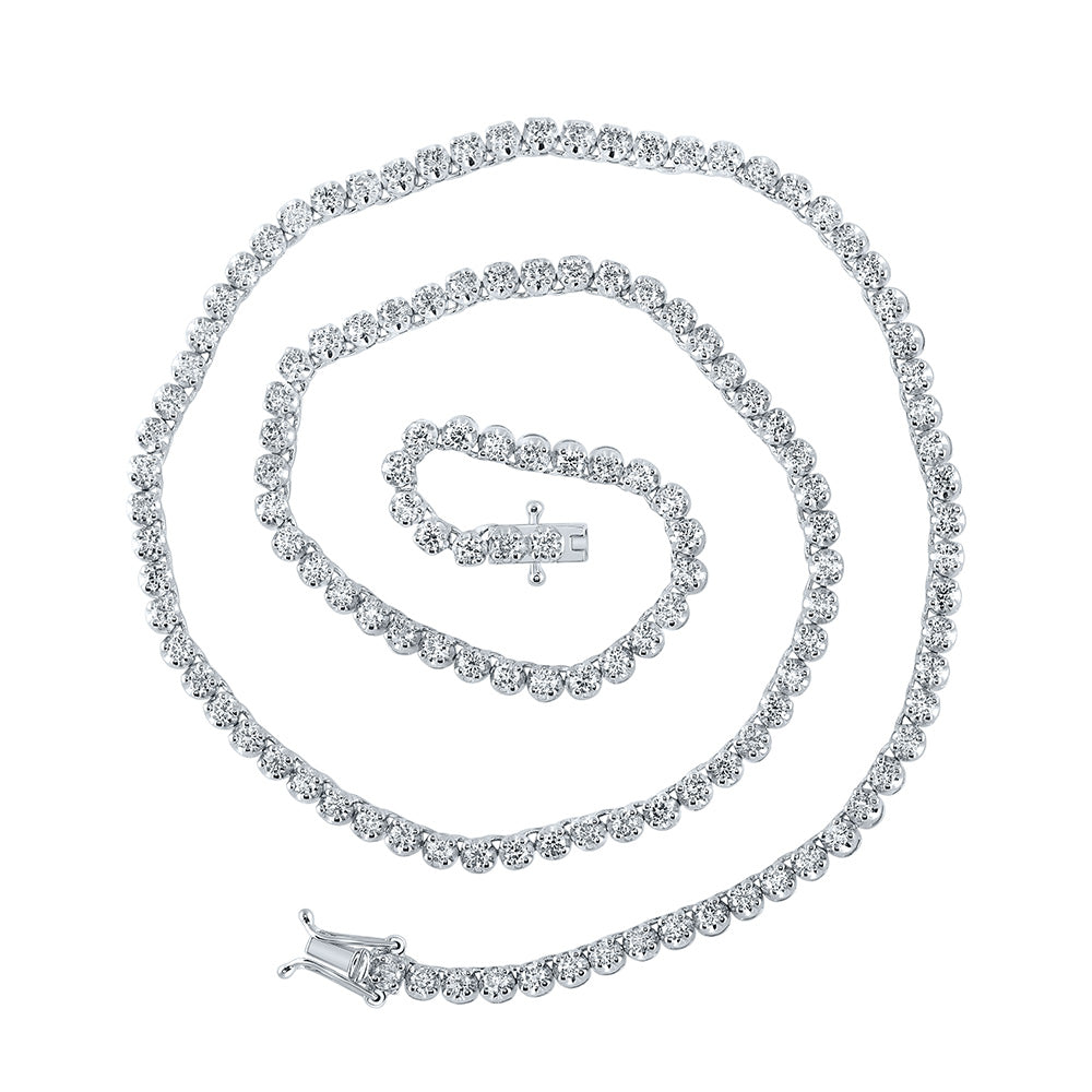 14kt White Gold Mens Round Diamond 16-inch Tennis Chain Necklace 4-3/8 Cttw