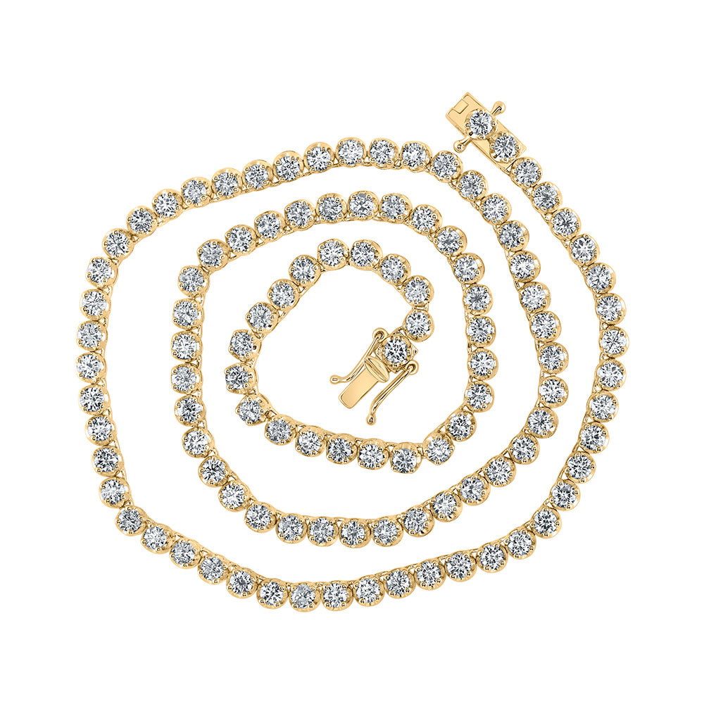 14kt Yellow Gold Mens Round Diamond 16-inch Tennis Chain Necklace 9 Cttw