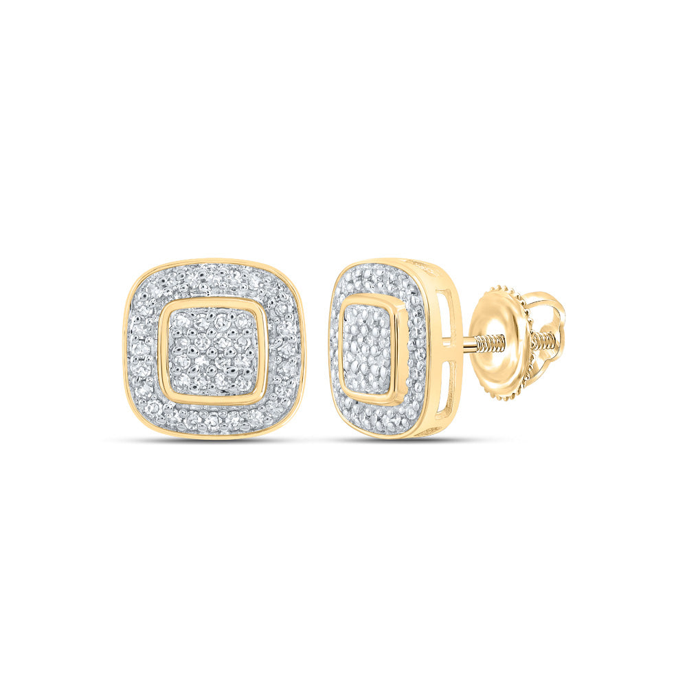 10kt Yellow Gold Womens Diamond Rounded Square Earrings 1/4 Cttw