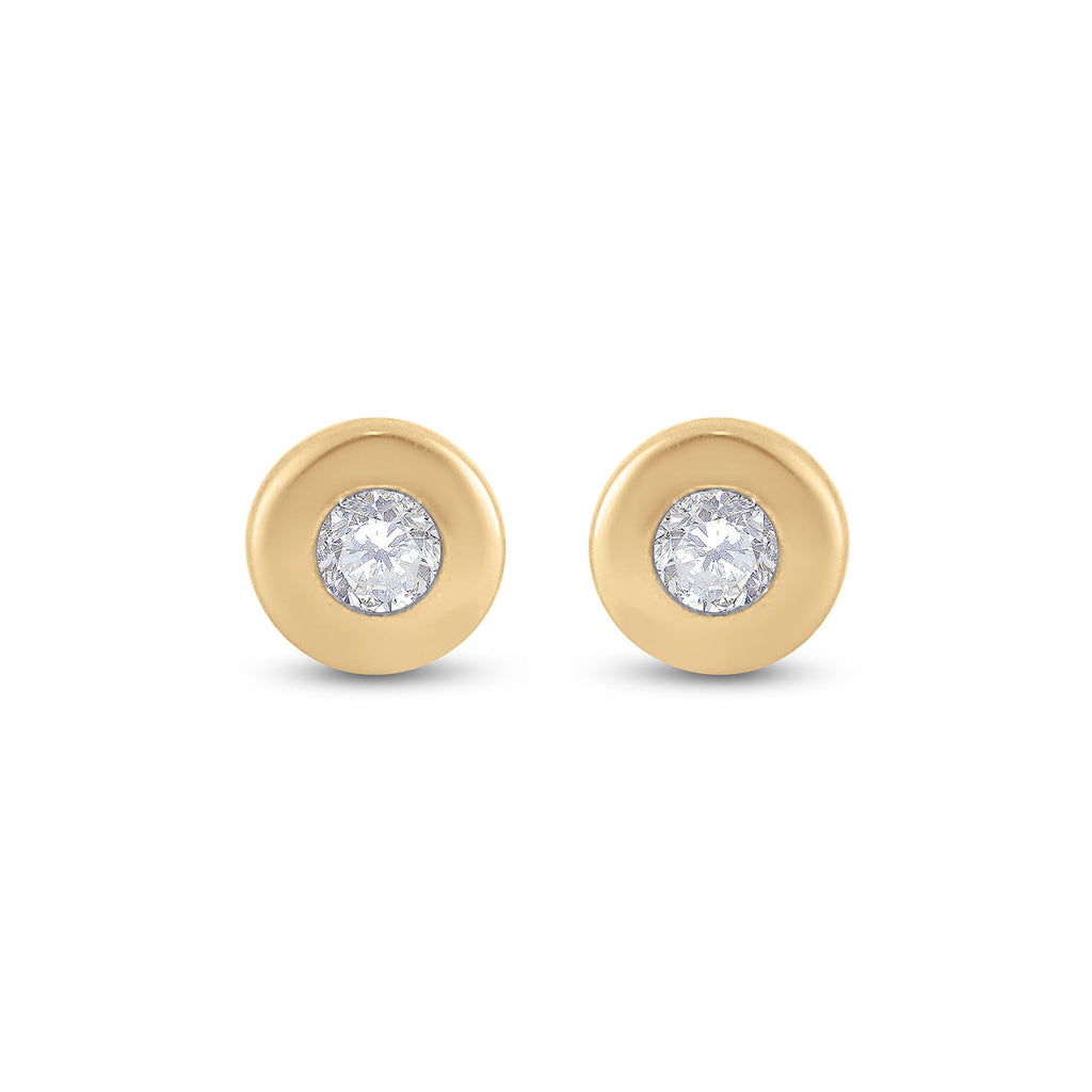 14kt Yellow Gold Womens Round Diamond Solitaire Earrings 1/10 Cttw