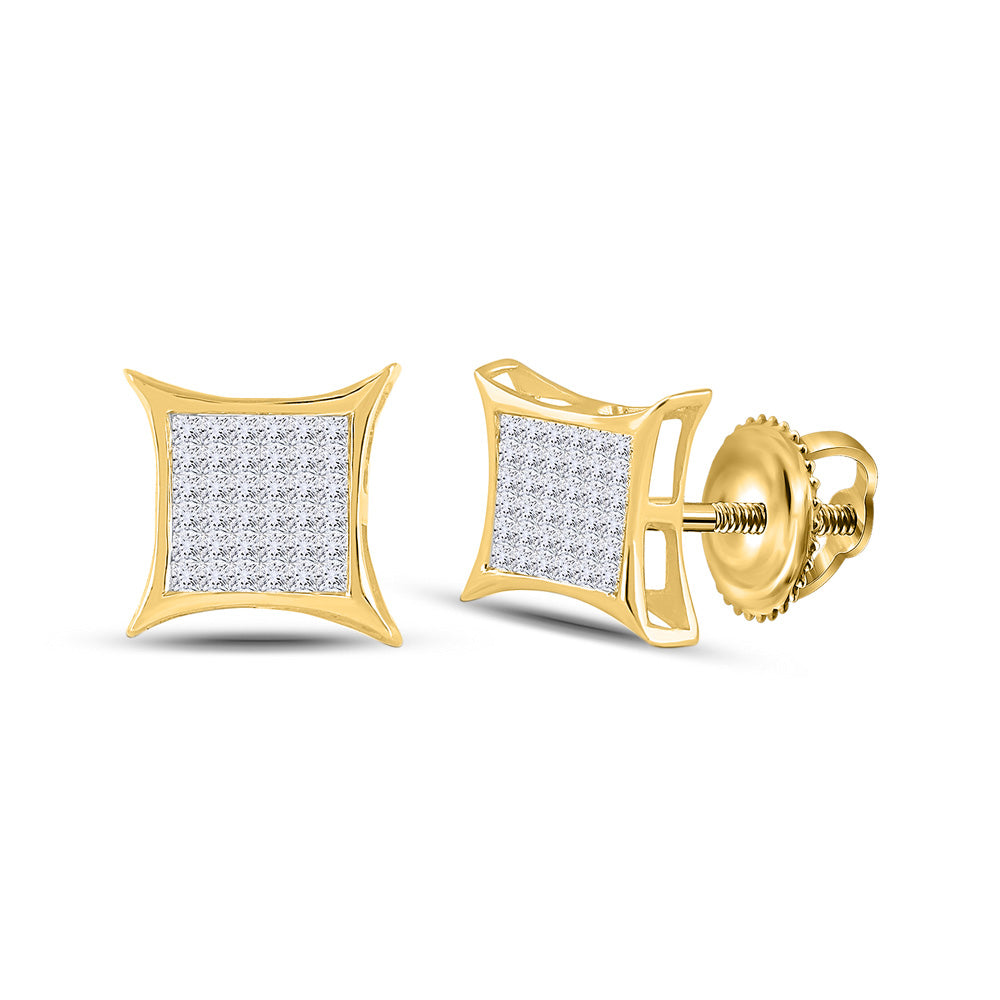 14kt Yellow Gold Womens Princess Diamond Square Earrings 1/2 Cttw