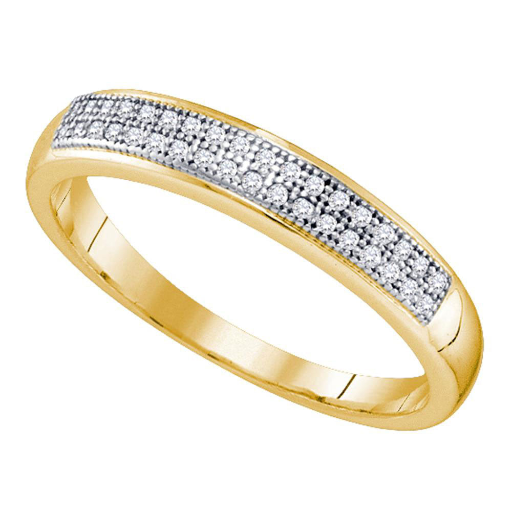 10kt Yellow Gold Womens Round Diamond Pave Band Ring 1/10 Cttw