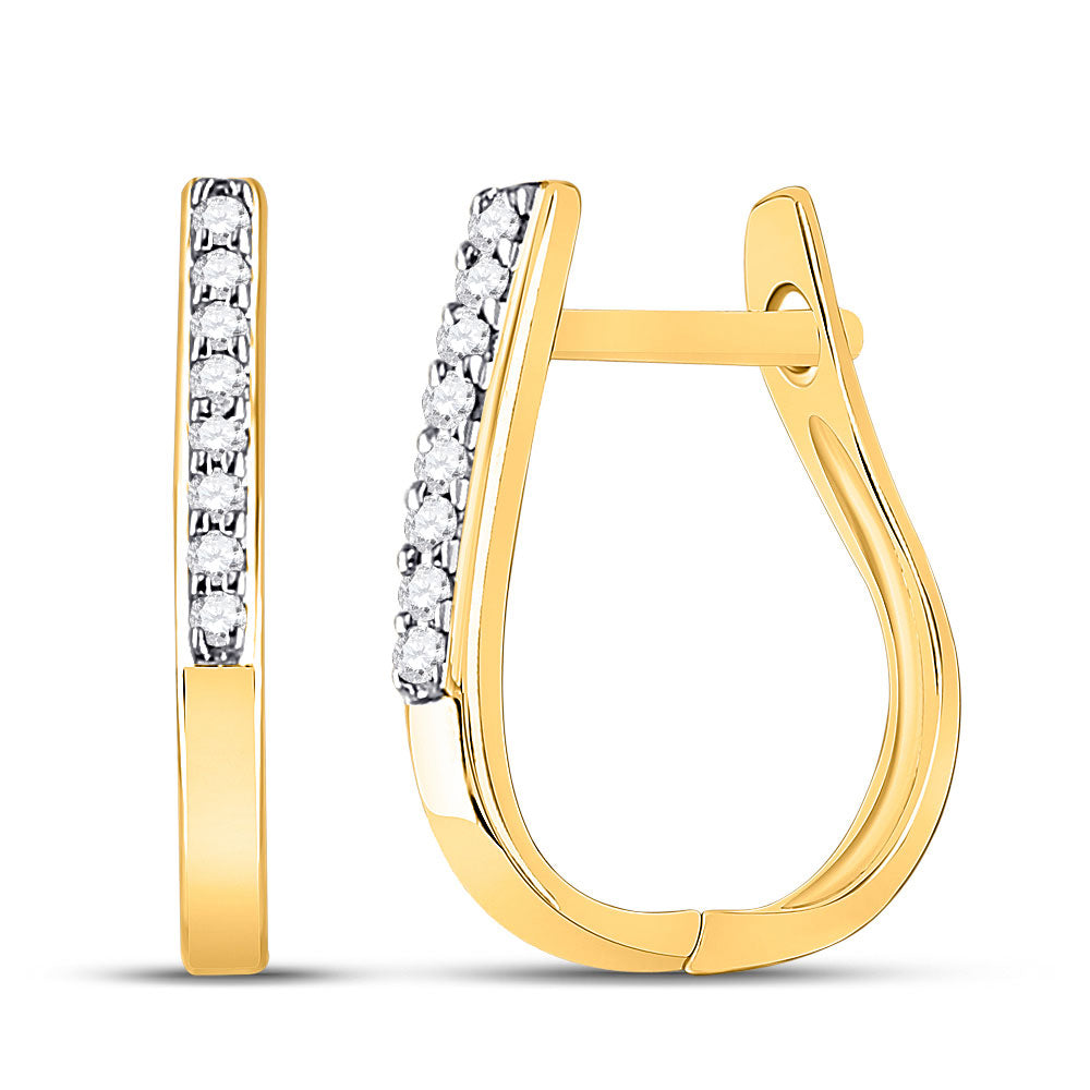 10kt Yellow Gold Womens Round Diamond Hoop Earrings 1/20 Cttw