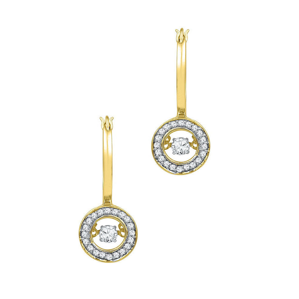 10kt Yellow Gold Womens Round Diamond Moving Dangle Earrings 1/3 Cttw